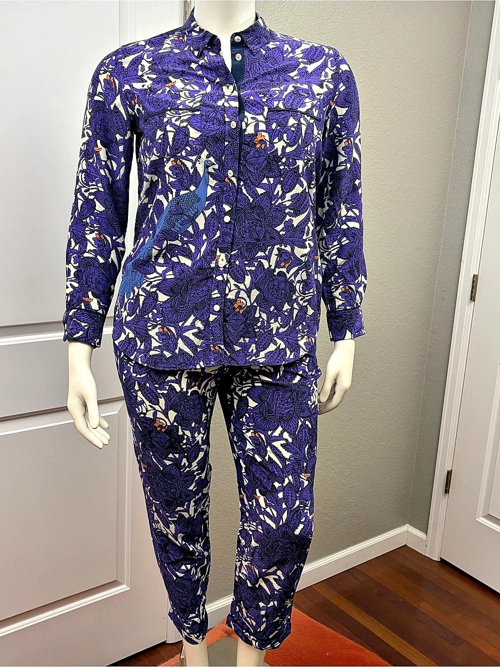 Boden Icons Icons Vivienne Shirt & Pants Set Purple & White 12 (shirt) 14 (pants